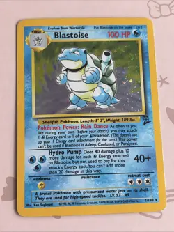 Pokemon TCG Blastoise Holo Unlimited Rare Base Set 2/102 Excellent Condition - Image 1