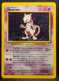 Pokemon Card - Mewtwo Base Set Unlimited 10/102 Holo Rare - Image 1