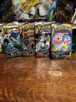 POKEMON COSMIC ECLIPSE- 4x Booster Packs - Art Set - Factory Sealed - TCG 820650805899 - Image 1