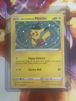 Pokemon SWSH Black Star Promos SWSH074 Special Delivery Pikachu with Swirl - Image 1