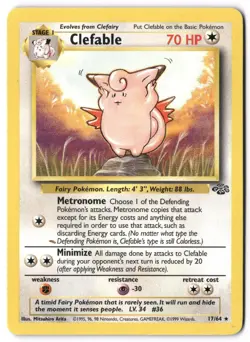 Pokemon Card - Clefable 17/64 Unlimited Non Holo Rare - Jungle WOTC - NM - Image 1