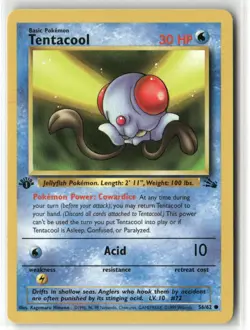 Pokemon Tentacool 56/62 1st Edition Fossil Common - Image 1