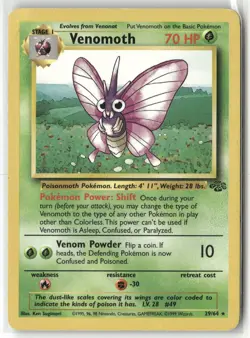 Pokemon Venomoth (29) 29/64 Unlimited Jungle Rare - Image 1