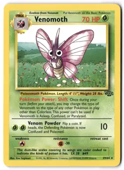 Pokemon Card - Venomoth 29/64 Unlimited Rare - Jungle WOTC - Mint - Image 1