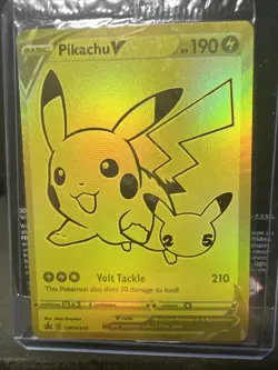Pokemon TCG Gold Pikachu V 25th Anniversary PROMO SWSH145 Celebrations Sealed - Image 2