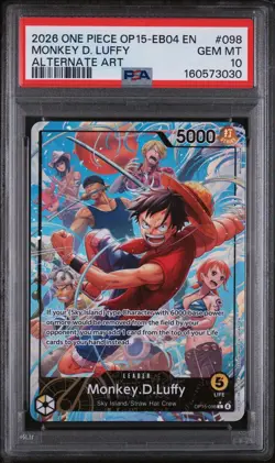 2026 ONE PIECE OP15-EB04-ADVENTURE ON KAMI'S ISLAND #098 MONKEY D. LUFFY PSA 10 - Image 1