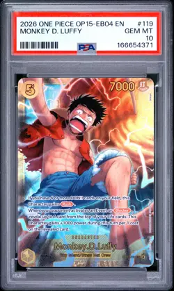 2026 ONE PIECE OP15-EB04-ADVENTURE ON KAMI'S ISLAND #119 MONKEY D. LUFFY PSA 10 - Image 1
