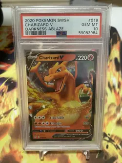 PSA 10 Charizard V Darkness Ablaze 019/189 GEM MINT Pokemon Card Full Art Holo - Image 1