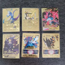 Lot of 6 Metal Pokemon Cards - Gold Foil - Mewtwo, Charizard VMAX, Arceus - Image 1