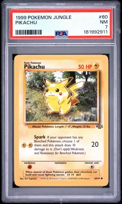 1999 Pokemon Jungle Pikachu #60 PSA 7 NM WOTC Vintage Graded Card - Image 1