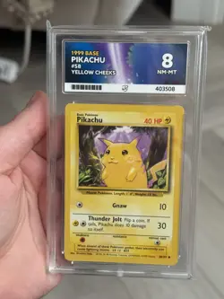 Pikachu 1999 WOTC Pokemon Card 58/102 Base Set ACE Graded NM Mint 8 - Image 1