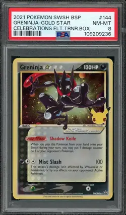 Pokemon Card Greninja Gold Star SWSH144 Celebrations Promo PSA 8 NM-MT - Image 1