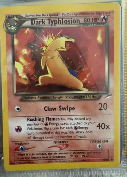 Pokemon TCG Dark Typhlosion 10/105 Neo Destiny Holo Rare Unlimited 2000 80 HP - Image 1