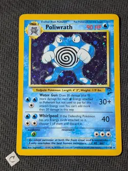 Poliwrath 15/130 - Base Set 2 Holo Rare Pokemon TCG MP SWIRL - Image 1