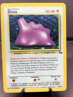 Pokemon TCG Ditto 3/62 Holo Rare Fossil Set Unlimited WOTC VTG 1999 LP-/MP+ - Image 1