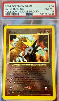 Pokemon 2001 Entei Holo Game Rev. Foil Pokemon 3 Movie Promo PSA 8 NM-MT #34 NM - Image 2