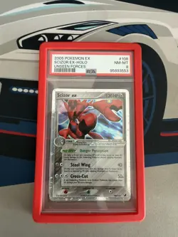 PSA 8 Scizor 108 ex Unseen Forces Ultra Rare Holo New Cert Pokemon NM-MT - Image 1
