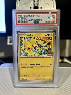 2025 Pokemon World Championships Pikachu SVP 225 PSA 8 NM-MT Promo Card EN - Image 2