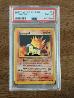 2000 Neo Genesis Cyndaquil 56/111 PSA Grade 8 NM-MT Pokemon TCG WOTC - Image 3