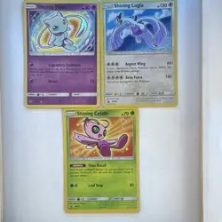 Pokemon TCG 3-Card Shining Holo Promo Lot Mew Celebi Lugia SM79 SM82 - Image 1