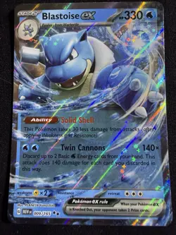 Pokemon TCG Blastoise EX Double Rare Holo Card 009/165 Scarlet & Violet 151 - NM - Image 1