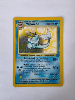 Vaporeon 12/64 Holo Rare Jungle Set Pokemon Card Vintage WOTC LP - Image 1