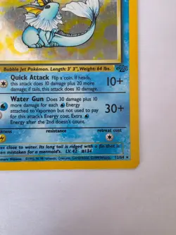 Vaporeon 12/64 Holo Rare Jungle Set Pokemon Card Vintage WOTC LP - Image 5