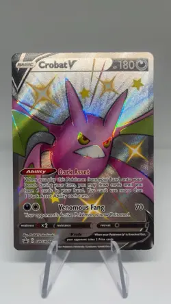 Pokemon TCG Crobat v SWSH098 Shiny Full Art Promo Card Near Mint Condition - Image 1
