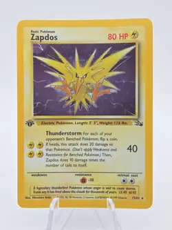Vintage Pokemon Tcg Zapdos 15/62 Fossil 1st Edition Holo LP+ See Photos! - Image 1