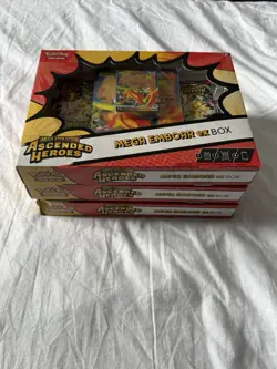 3 Boxes of Pokemon Mega Evolution Ascended Heroes - Mega Emboar EX box - Image 2