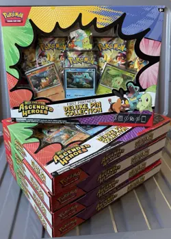Pokemon TCG Mega Evolution Ascended Heroes Mega Emboar ex Box x6 & Deluxe Pin x5 - Image 2