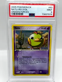 Natu 63/115 EX Unseen Forces Reverse Holo Vintage Pokemon Card PSA 9 MINT - Image 1