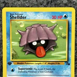 Pokemon 1st Edition Fossil Shellder 54/62 Common Card LP - Image 3