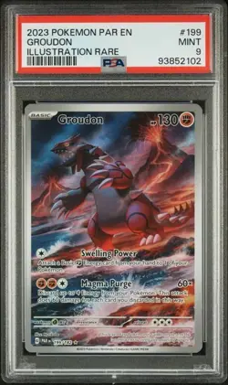 GROUDON 2023 POKEMON PARADOX RIFT ILLUSTRATION RARE #199/182 PSA 9 MINT - Image 1
