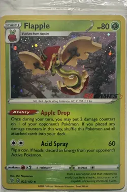 Flapple Pokemon Card 022/192 Holo Rare EB Games Stamped Promo Sealed - Image 1