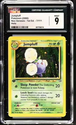 CGC 9 MINT Jumpluff Neo Genesis 1st Edition 7/111 Holo Pokemon Card - Image 1
