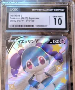 ✨Indeedee V Full Art Shiny Star V Pokemon Card CGC 10 GEM MINT Jap #316/190 2020 - Image 2