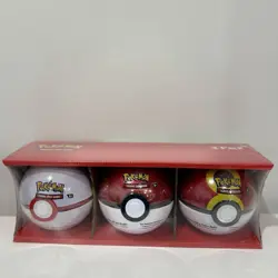 Pokemon TCG Poke Ball Tin 3-Pack Bundle Sealed English Booster Packs Lot New - Image 1