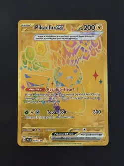 Pokemon TCG Pikachu EX Hyper Rare Gold SV Prismatic Evolutions Card 179/131 - Image 1