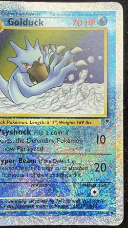 2002 Pokemon Legendary Collection Golduck 43/110 Reverse Holo Firework MP - Image 5