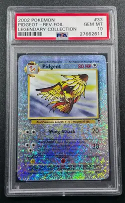 2002 POKEMON LEGENDARY COLLECTION REVERSE HOLO PIDGEOT #33 - PSA 10 - Image 1