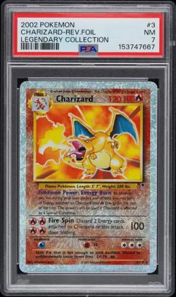 2002 POKEMON LEGENDARY COLLECTION #3 CHARIZARD-REVERSE FOIL PSA 7 - Image 1