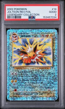 2002 POKEMON LEGENDARY COLLECTION #14 JOLTEON-REVERSE FOIL PSA 2 - Image 1