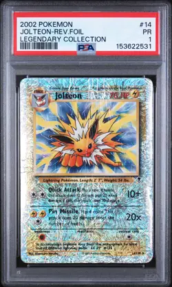 2002 POKEMON LEGENDARY COLLECTION #14 JOLTEON-REVERSE FOIL PSA 1 - Image 1