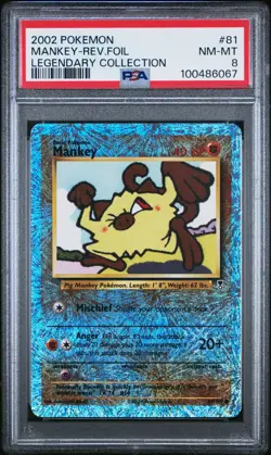 Pokemon Mankey Legendary Collection 81/110 Reverse Holo PSA 8 2002 - Image 1