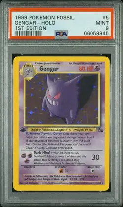 Pokemon TCG Gengar Fossil Holo Rare Card 5/62 1st Edition PSA 9 MINT - Image 3