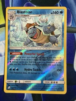 Pokemon TCG Blastoise Sun & Moon Team Up 25/181 Reverse Holo Rare Card - Image 1