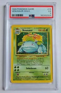 Venusaur 015/102 Base Set Holo WOTC Vintage Pokemon Card PSA 5 - Image 1