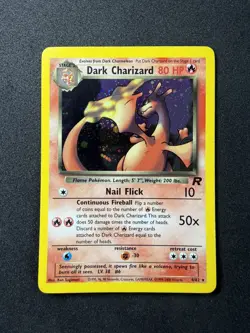 Pokemon TCG Dark Charizard 4/82 Rare Holo Team Rocket WOTC, Vintage MP *DMG - Image 1