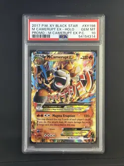 2017 POKEMON XY BLACK STAR PROMO #XY198 M CAMERUPT EX-HOLO PSA 10 - Image 1